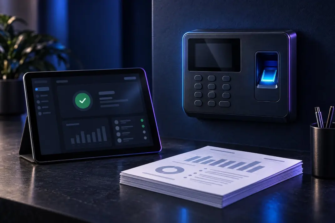 Paquete completo de Jornada4U: reloj checador, software y reportes